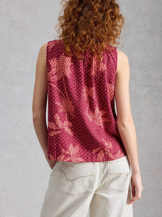 White Stuff Women's Marley Linen Blend Vest In Pink Print