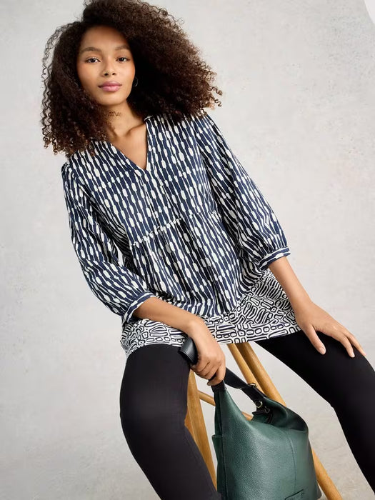 White Stuff Women's Marta SS Tunic In Navy Print