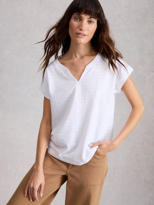 White Stuff Women's Nelly Notch Neck Tee In Brilliant White