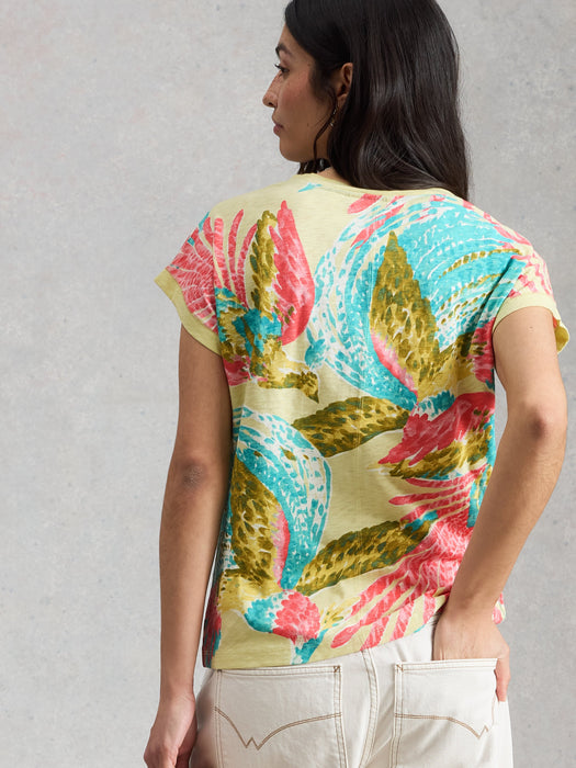 White Stuff Women's Nelly Notch Neck Tee In Green Multi