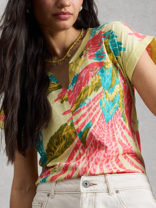 White Stuff Women's Nelly Notch Neck Tee In Green Multi