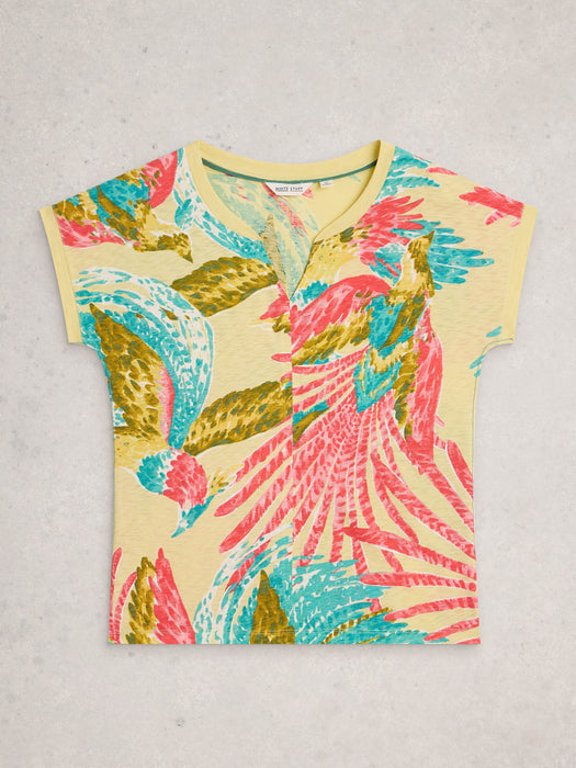 White Stuff Women's Nelly Notch Neck Tee In Green Multi