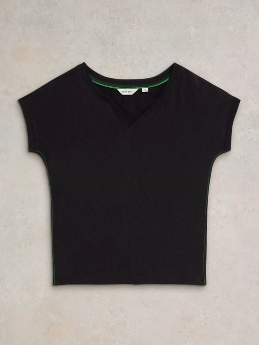 White Stuff Women's Nelly Notch Neck Tee In Pure Black