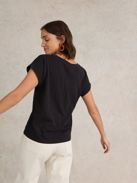 White Stuff Women's Nelly Notch Neck Tee In Pure Black