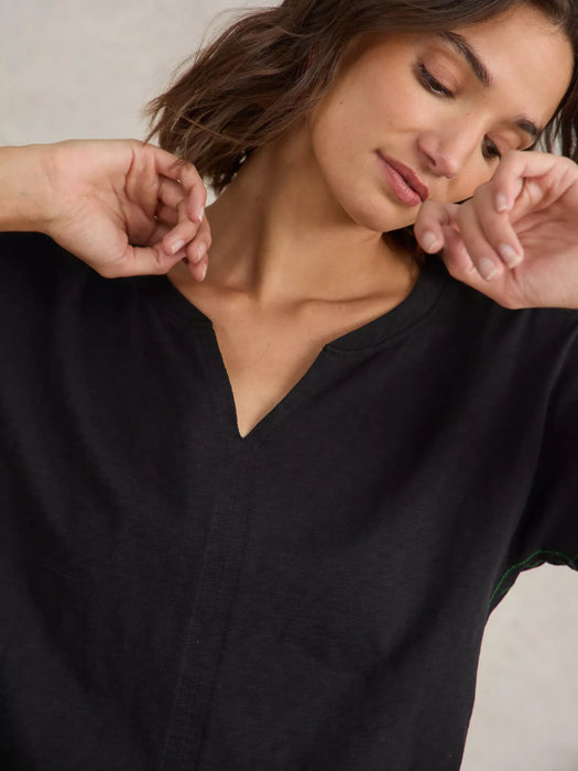 White Stuff Women's Nelly Notch Neck Tee In Pure Black