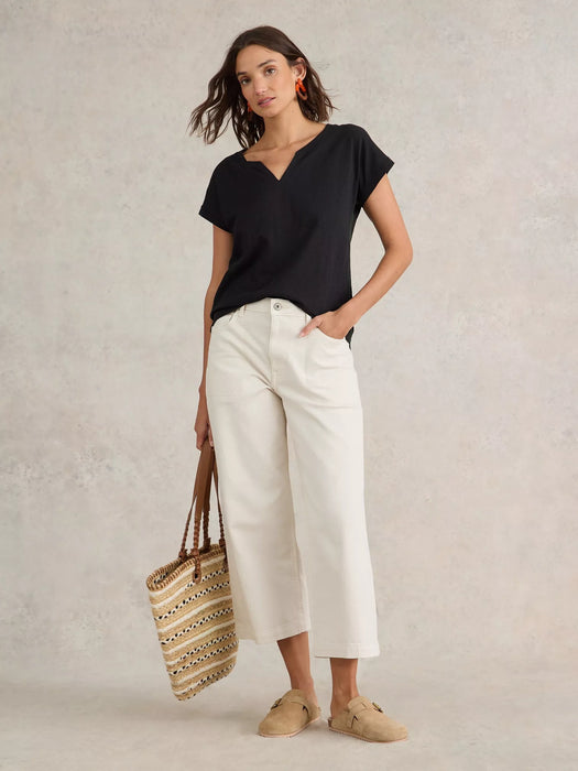 White Stuff Women's Nelly Notch Neck Tee In Pure Black