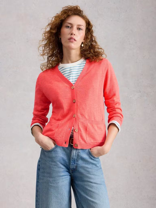 White Stuff Women's Nova Linen Blend Cardi In Mid Coral