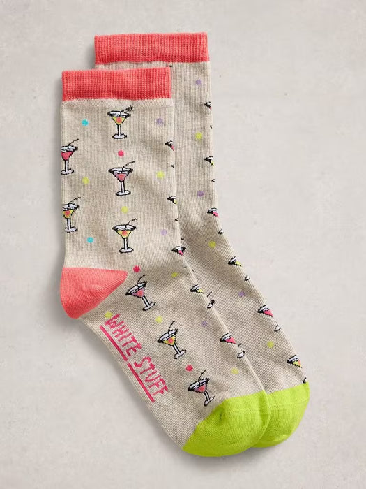 White Stuff Women's Novelty Cocktail Ankle Sock In Grey Multi