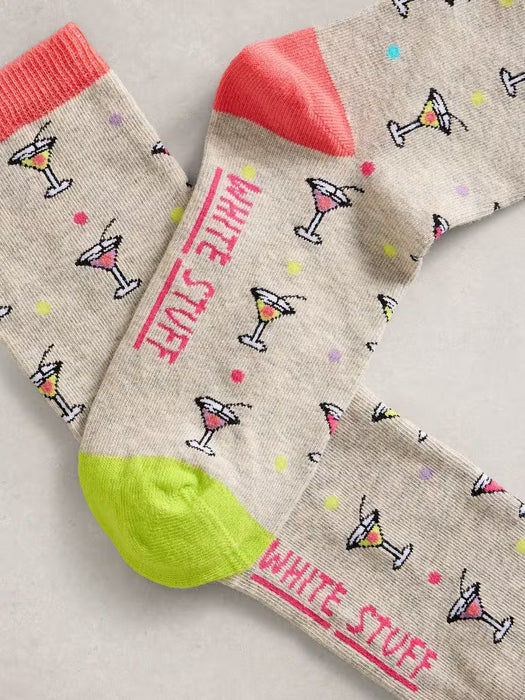 White Stuff Women's Novelty Cocktail Ankle Sock In Grey Multi