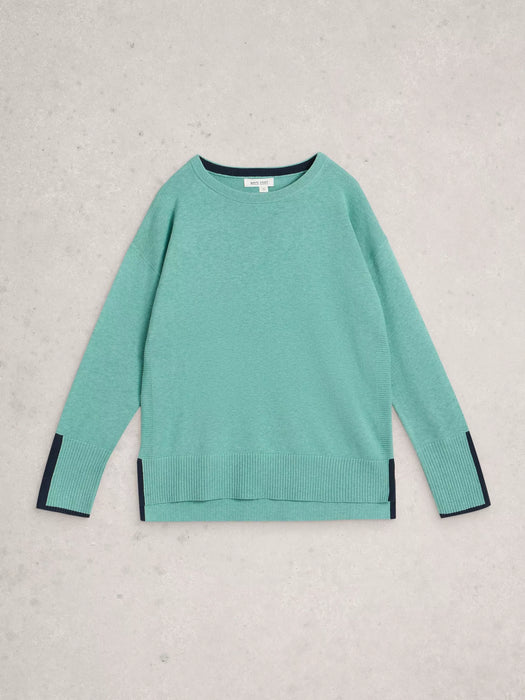 White Stuff Women's Olive Crew Neck LS Jumper In Mid Teal