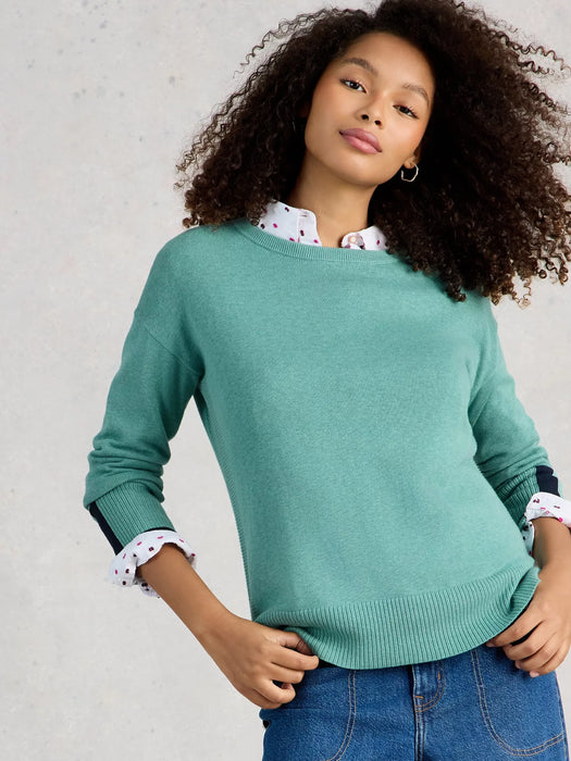 White Stuff Women's Olive Crew Neck LS Jumper In Mid Teal