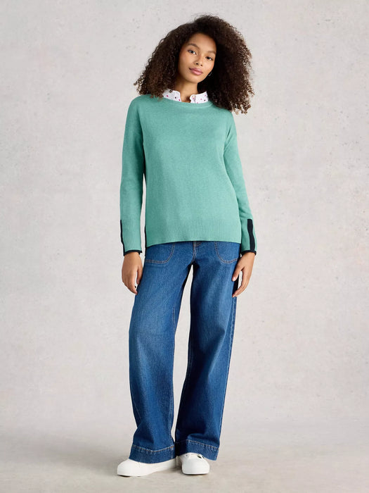 White Stuff Women's Olive Crew Neck LS Jumper In Mid Teal