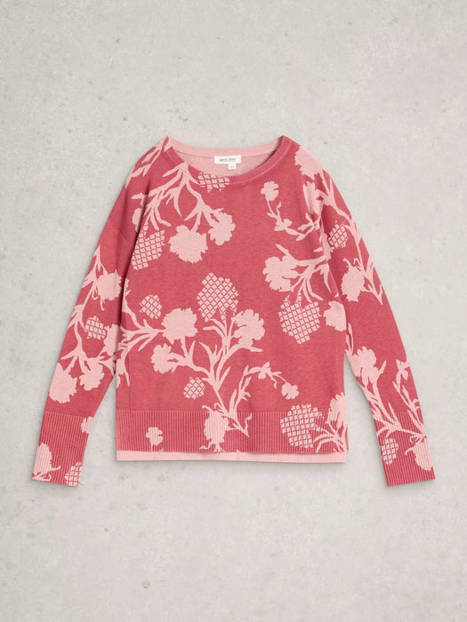 White Stuff Women's Olive Print Crew Neck Jumper In Pink Print