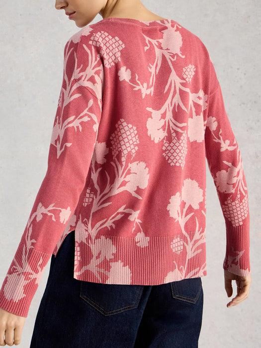 White Stuff Women's Olive Print Crew Neck Jumper In Pink Print