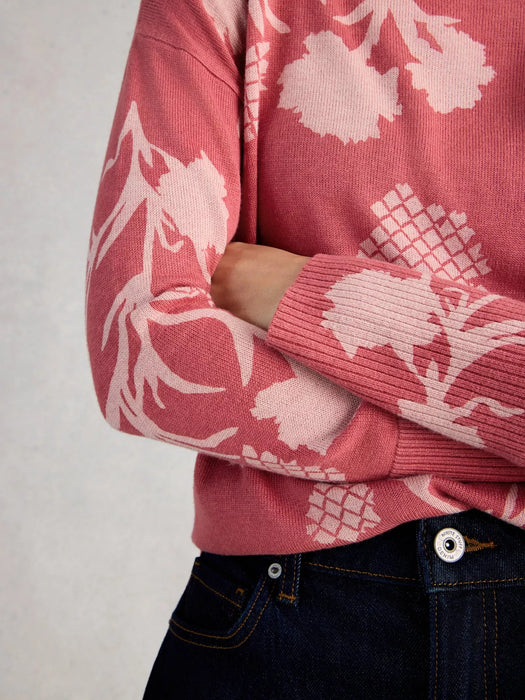 White Stuff Women's Olive Print Crew Neck Jumper In Pink Print