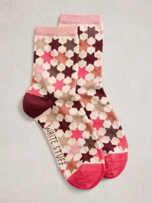 White Stuff Women's Pattern Ankle Sock In Pink Multi