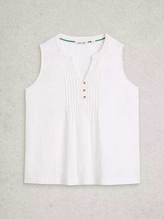 White Stuff Women's Poppy Linen Blend Top In Brilliant White