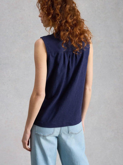 White Stuff Women's Poppy Linen Blend Top In Dark Navy