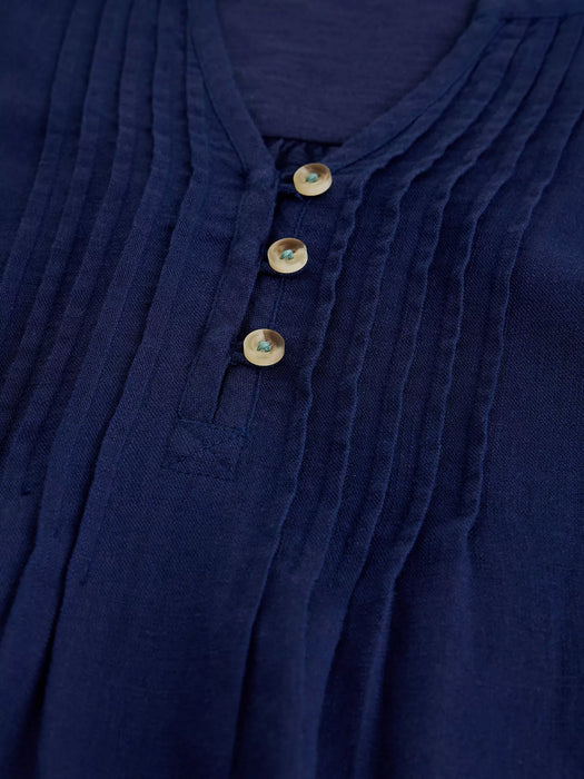 White Stuff Women's Poppy Linen Blend Top In Dark Navy