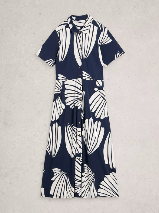 White Stuff Women's Rua Jersey Shirt Dress In Navy Print