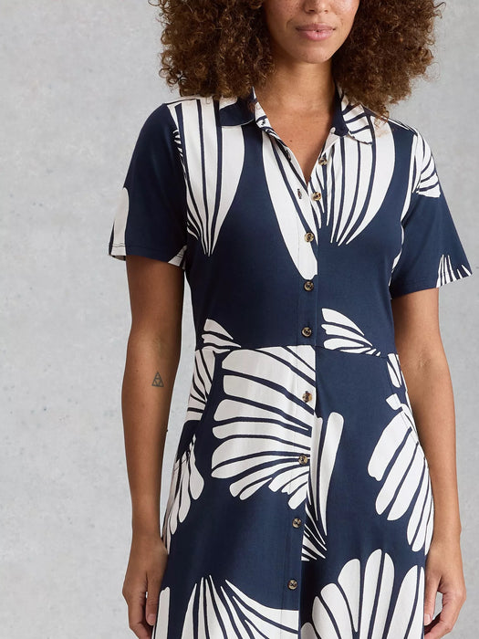 White Stuff Women's Rua Jersey Shirt Dress In Navy Print