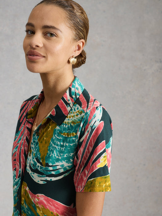 White Stuff Women's Rua Jersey Shirt Dress In Pink Multi