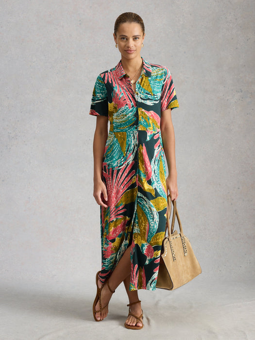 White Stuff Women's Rua Jersey Shirt Dress In Pink Multi