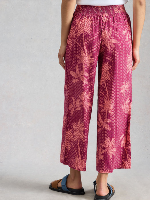 White Stuff Women's Shelly Linen Crop Blend Culotte In Pink Print