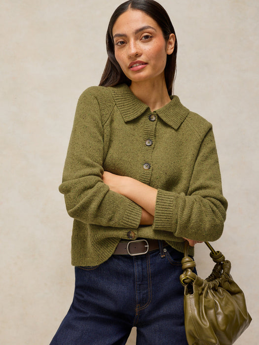 White Stuff Women's Shepard Collar Cardi In Mid Chartreuse