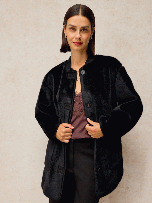 White Stuff Women's Sienna Faux Fur Coat In Pure Black