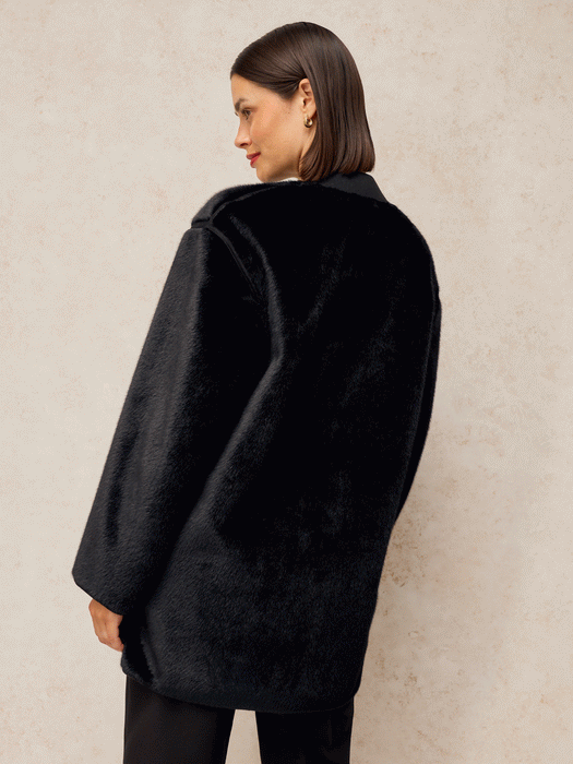 White Stuff Women's Sienna Faux Fur Coat In Pure Black