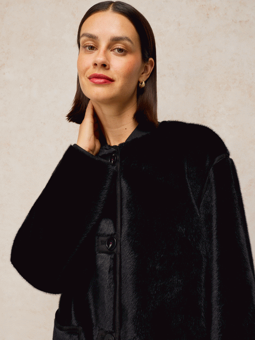 White Stuff Women's Sienna Faux Fur Coat In Pure Black
