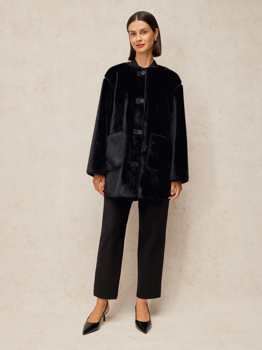 White Stuff Women's Sienna Faux Fur Coat In Pure Black