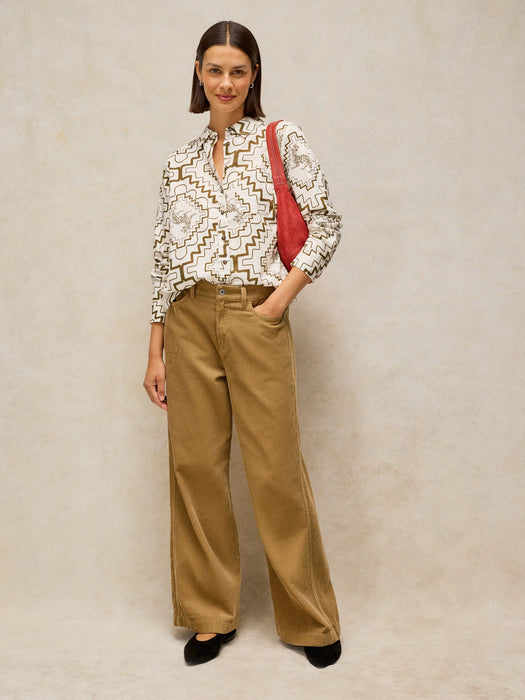 White Stuff Women's Sophie Organic Cotton Shirt In Ivory Print