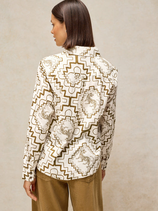 White Stuff Women's Sophie Organic Cotton Shirt In Ivory Print