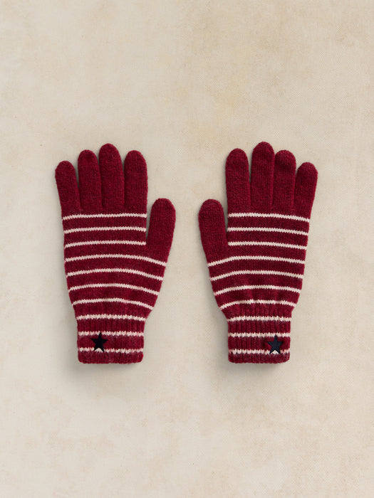 White Stuff Women's Strip Gloves In Plum Multi