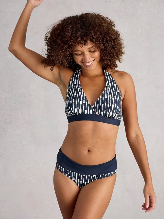 White Stuff Women's Sunshine Reversible Bikini Top In Navy Multi