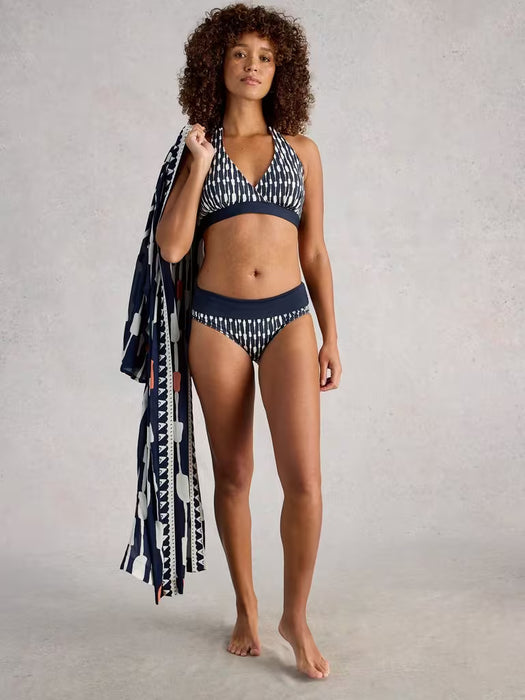 White Stuff Women's Sunshine Reversible Bikini Top In Navy Multi