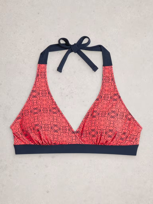 White Stuff Women's Sunshine Reversible Bikini Top In Navy Multi