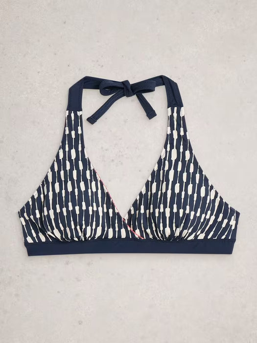 White Stuff Women's Sunshine Reversible Bikini Top In Navy Multi