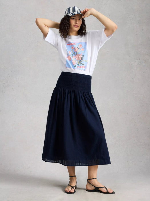 White Stuff Women's Suri Shirred Skirt In Dark Navy