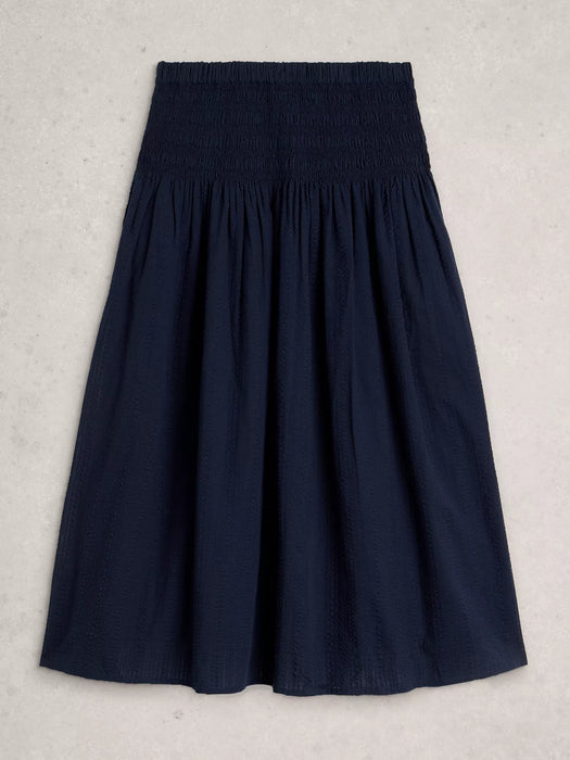 White Stuff Women's Suri Shirred Skirt In Dark Navy