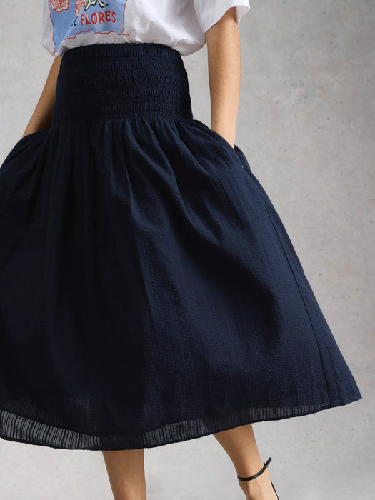 White Stuff Women's Suri Shirred Skirt In Dark Navy