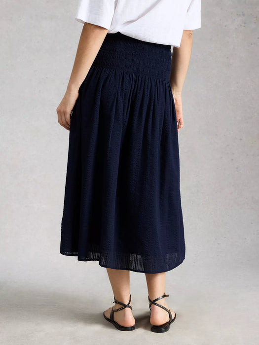 White Stuff Women's Suri Shirred Skirt In Dark Navy
