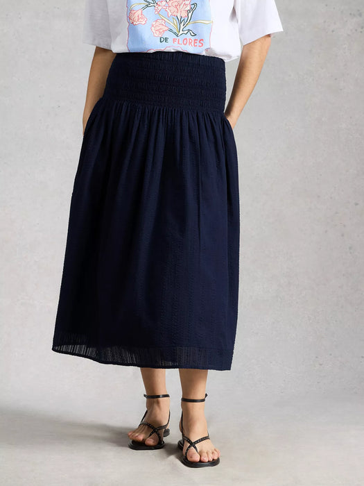 White Stuff Women's Suri Shirred Skirt In Dark Navy