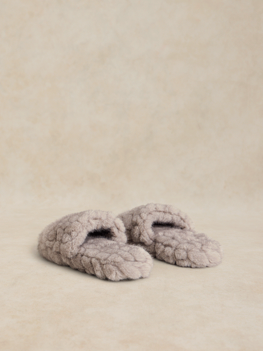 White Stuff Women's Textured Faux Fur Sliders In Light Grey