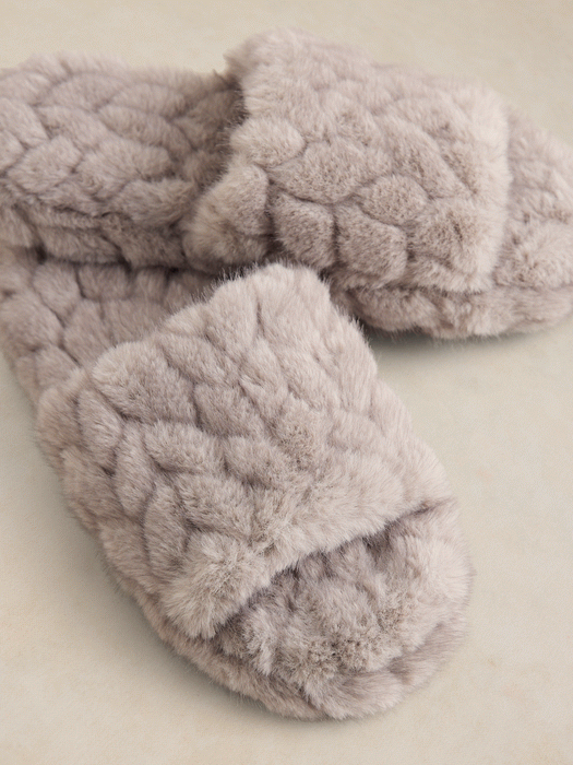 White Stuff Women's Textured Faux Fur Sliders In Light Grey