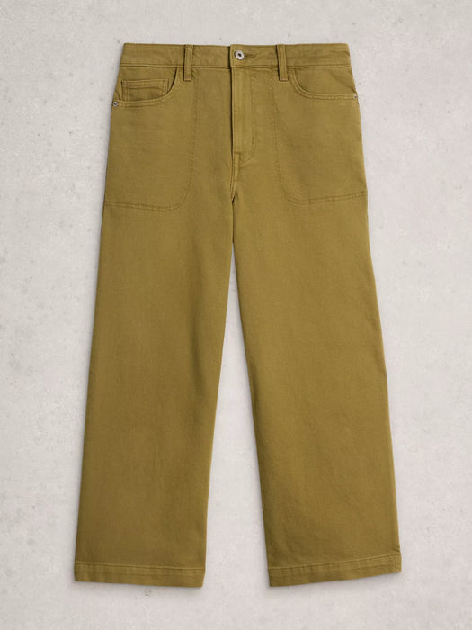 White Stuff Women's Tia Wide Leg Crop Jean In Khaki Green