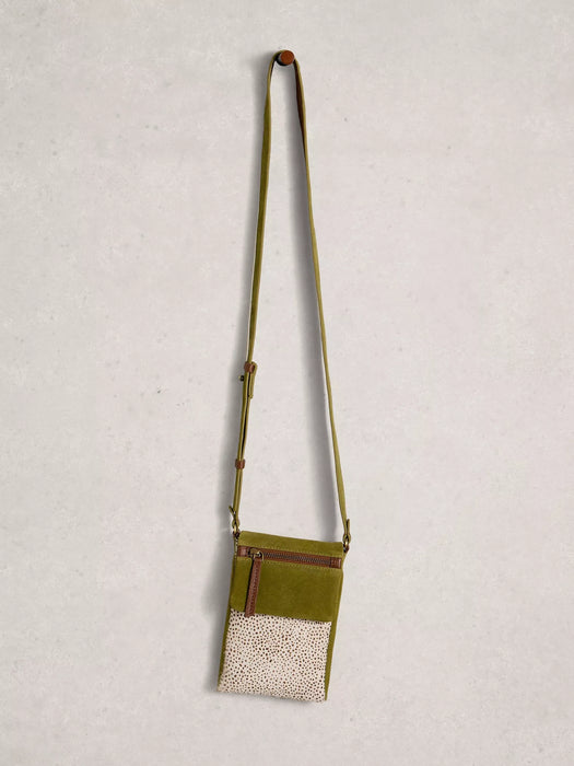 White Stuff Women's Tiggy Leather Phone Bag In Green Multi
