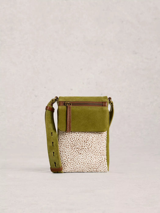 White Stuff Women's Tiggy Leather Phone Bag In Green Multi